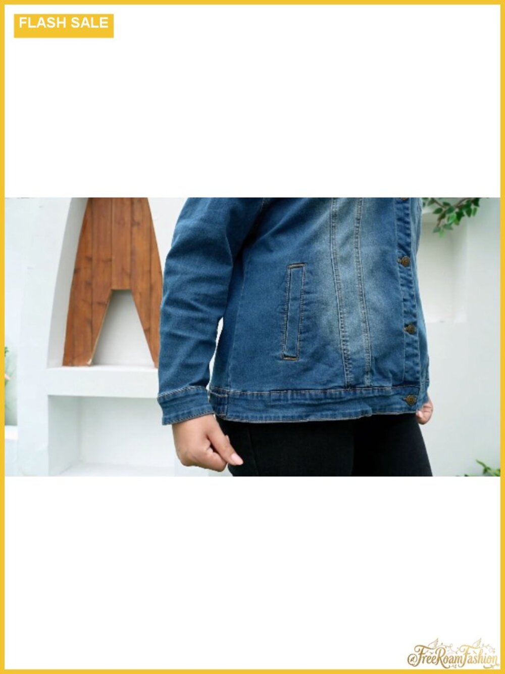 Plus Size Washed Denim Jacket Button Front Long Sleeve Cotton Blend - Picture 6 of 6